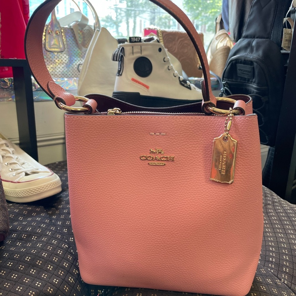 Coach Pink Shoulder Bag with Leather Charm
